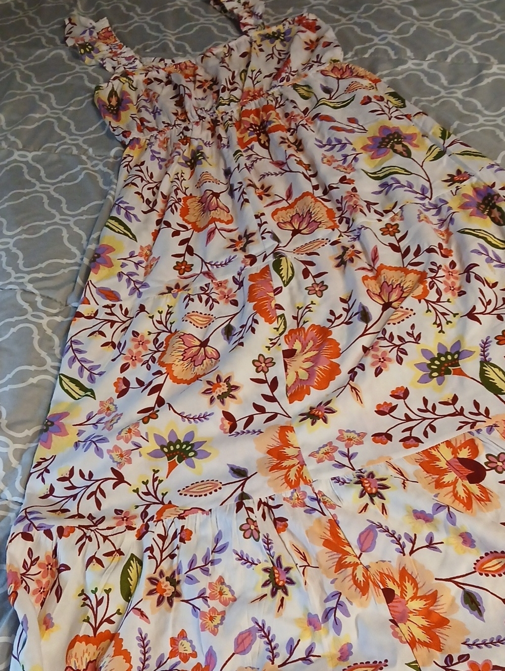 Derek Heart Floral Sundress with Orange & Purple Flowers Sz L